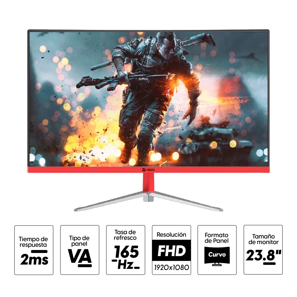 MONITOR TEROS CURVO 24" (TE-2471G) VA / 2MS / 1920X1080 FHD / HDMI / DP / 165HZ
