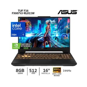 Laptop Asus TUF Gaming F16 FX607VJ-RL011W RTX3050 Intel Core 5 210H 8Gb Ram 512Gb SSD 16” FHD